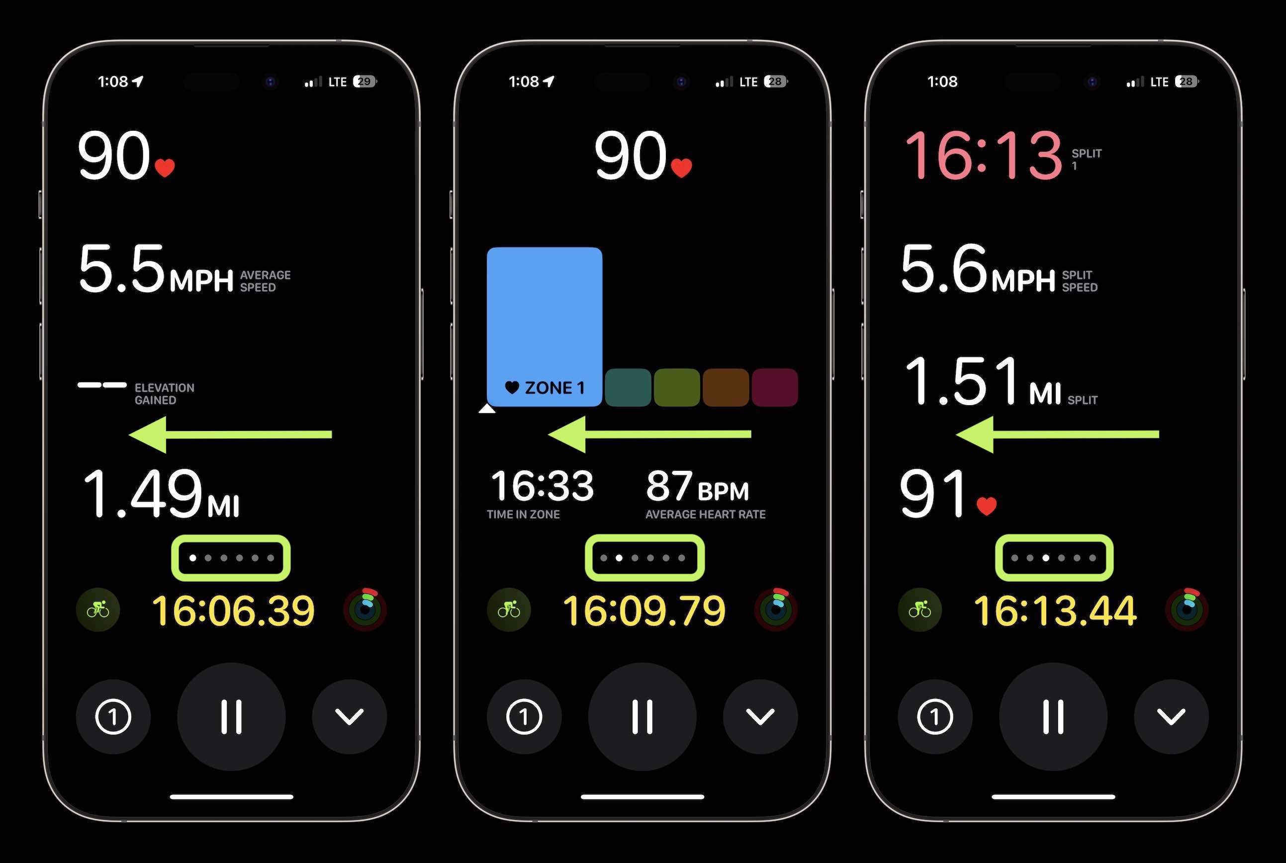 live cycling metrics on iPhone 2