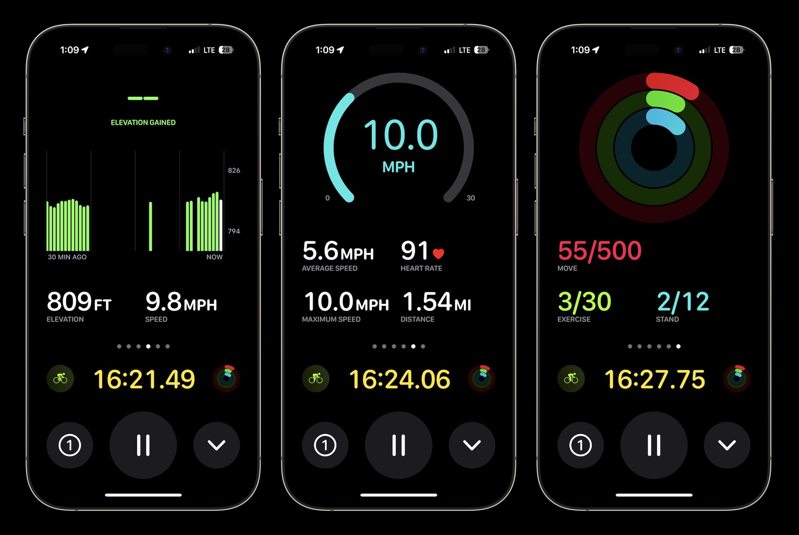 live cycling metrics on iPhone 3